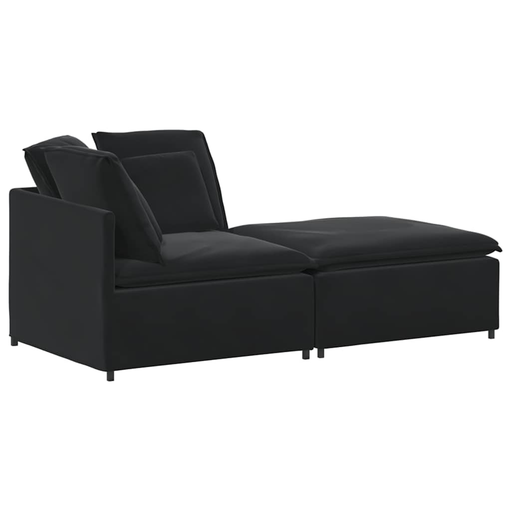 vidaXL Canapea modulară cu taburet și perne, catifea, negru vidaXL Canapea modulară cu taburet și perne, catifea, negru