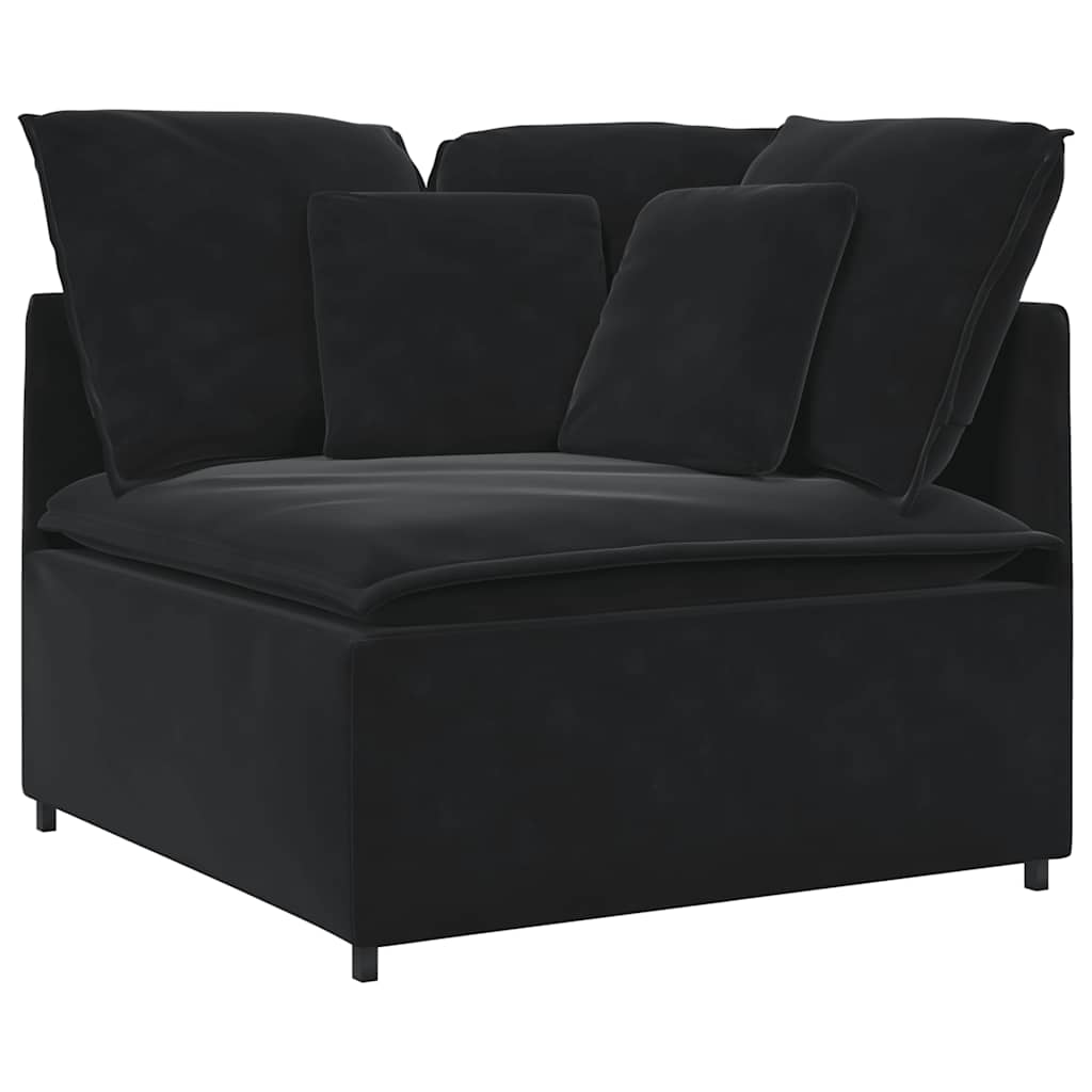 vidaXL Canapea modulară cu taburet și perne, catifea, negru vidaXL Canapea modulară cu taburet și perne, catifea, negru