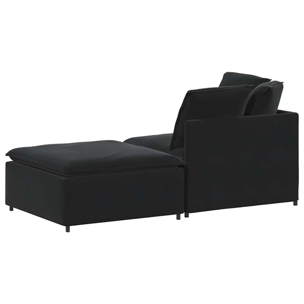 vidaXL Canapea modulară cu taburet și perne, catifea, negru vidaXL Canapea modulară cu taburet și perne, catifea, negru