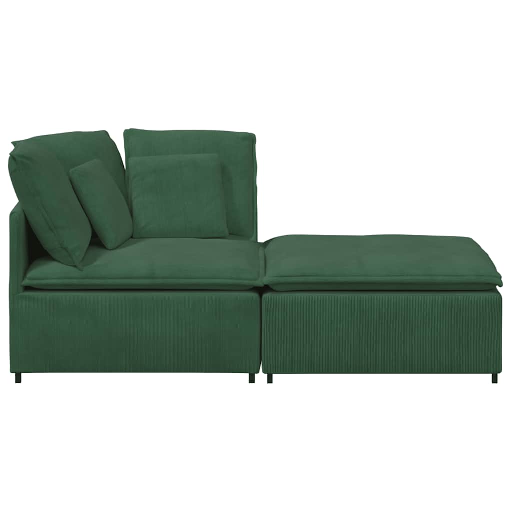 vidaXL Canapea modulară cu taburet și perne, verde închis vidaXL Canapea modulară cu taburet și perne, verde închis