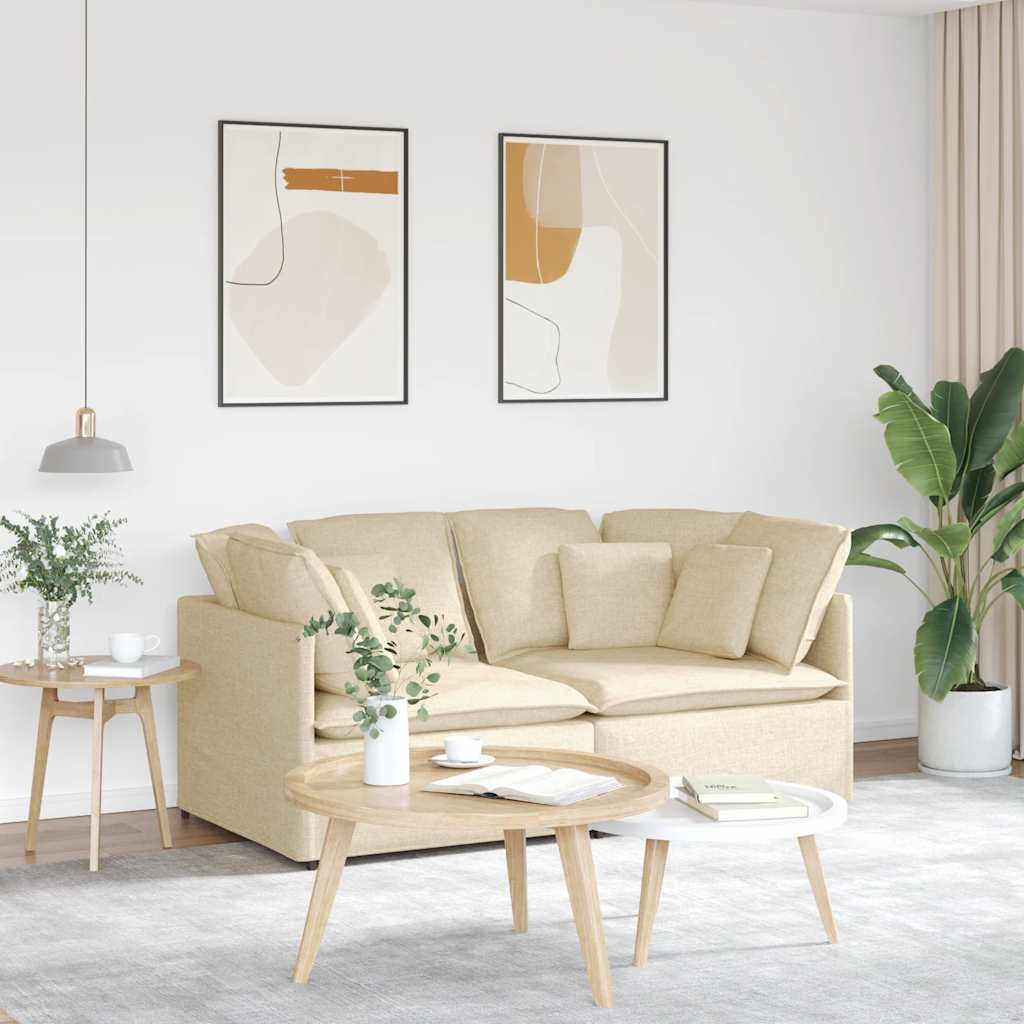 vidaXL Canapea modulară cu perne, crem, textil vidaXL Canapea modulară cu perne, crem, textil