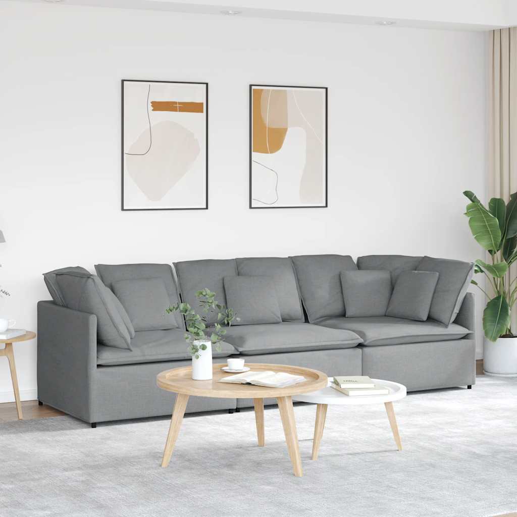 vidaXL Canapea modulară cu perne, gri deschis, textil vidaXL Canapea modulară cu perne, gri deschis, textil