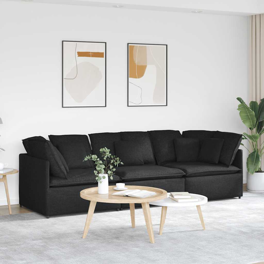 vidaXL Canapea modulară cu perne, negru, textil vidaXL Canapea modulară cu perne, negru, textil