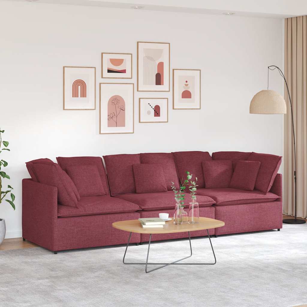 vidaXL Canapea modulară cu perne, roșu vin, textil vidaXL Canapea modulară cu perne, roșu vin, textil