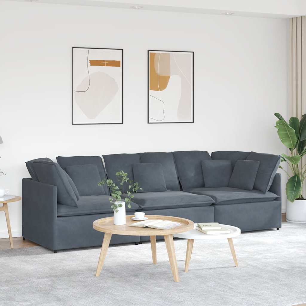 vidaXL Canapea modulară cu perne catifea gri închis vidaXL Canapea modulară cu perne catifea gri închis