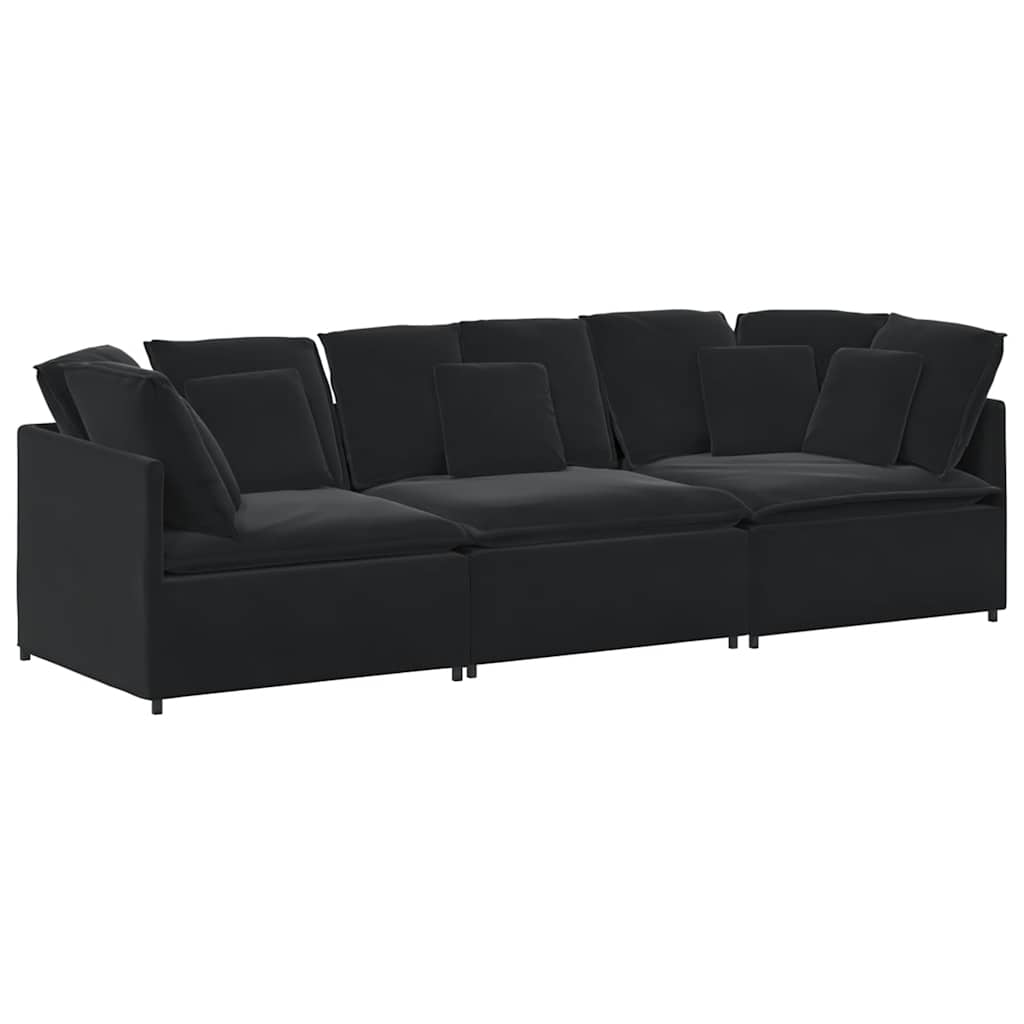 vidaXL Canapea modulară cu perne, negru, catifea vidaXL Canapea modulară cu perne, negru, catifea