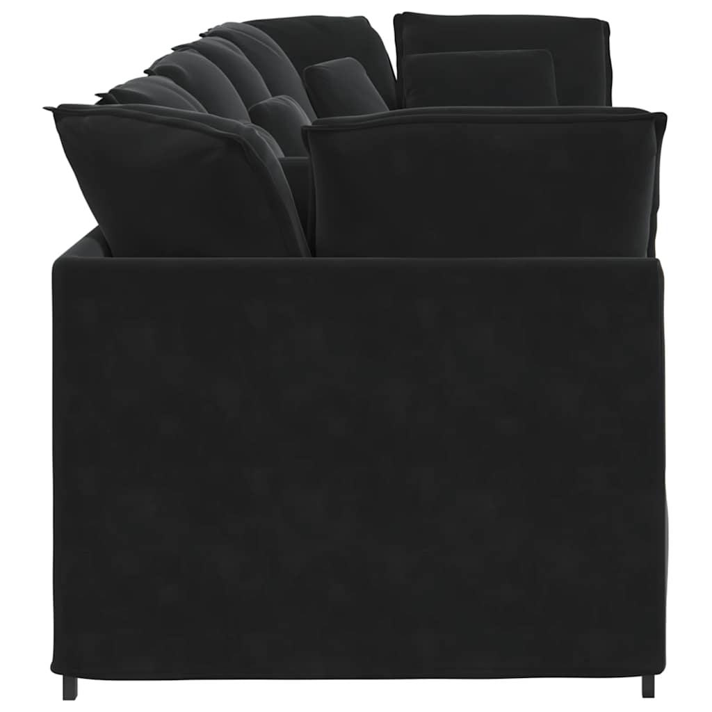 vidaXL Canapea modulară cu perne, negru, catifea vidaXL Canapea modulară cu perne, negru, catifea