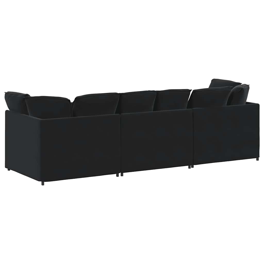 vidaXL Canapea modulară cu perne, negru, catifea vidaXL Canapea modulară cu perne, negru, catifea