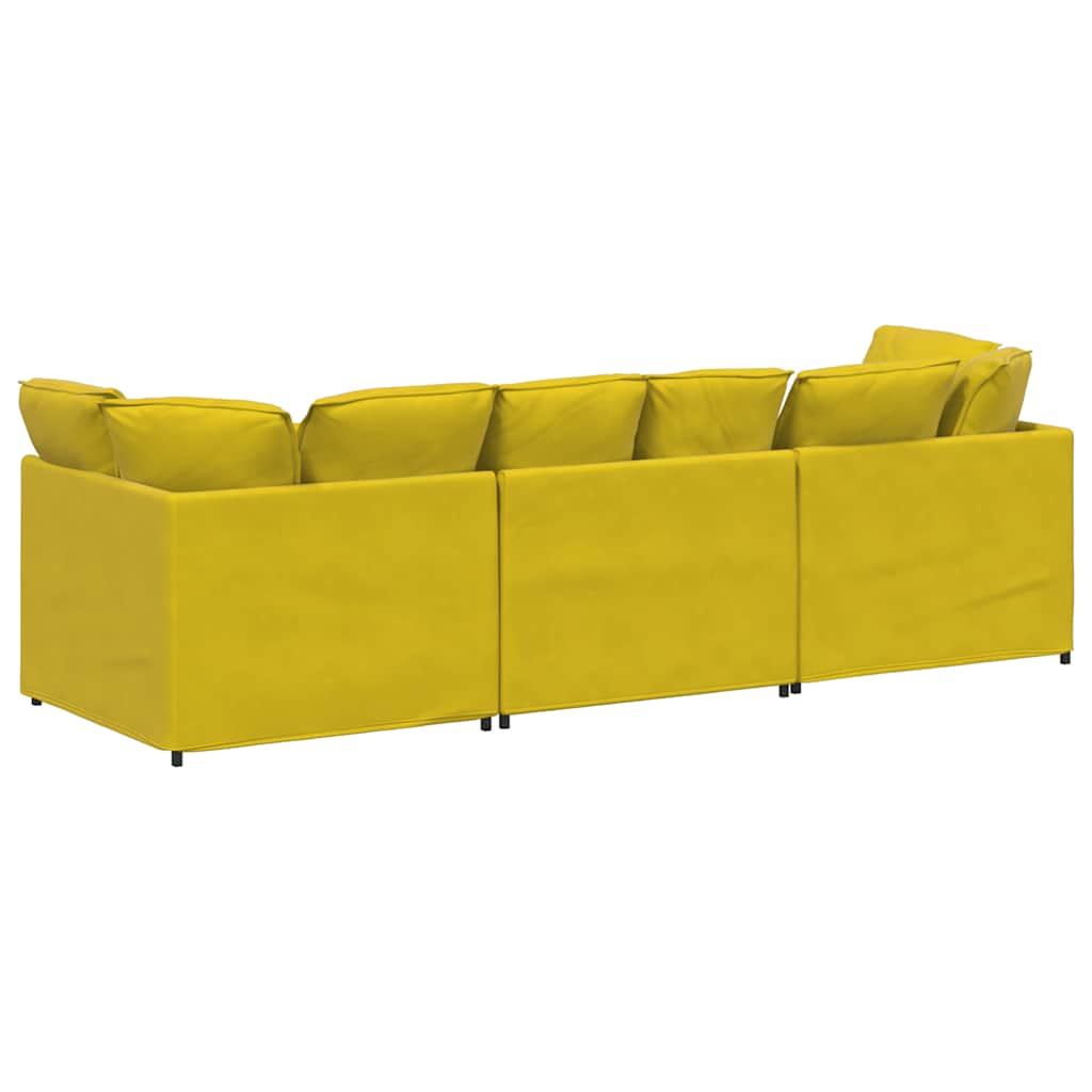 vidaXL Canapea modulară cu perne, galben, catifea vidaXL Canapea modulară cu perne, galben, catifea