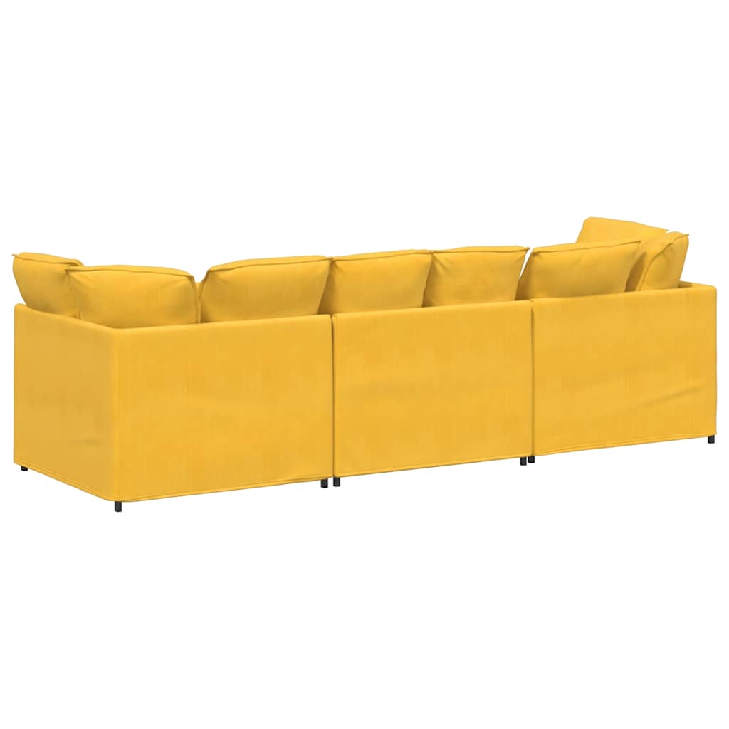 vidaXL Canapea modulară cu perne, galben deschis, țesătură velur vidaXL Canapea modulară cu perne, galben deschis, țesătură velur