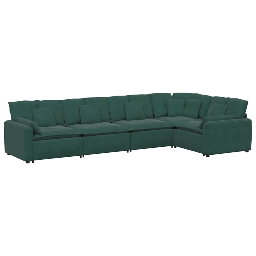 vidaXL Canapea modulară cu perne, verde închis, catifea