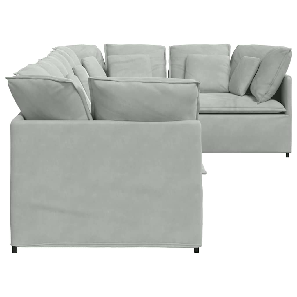 vidaXL Canapea modulară cu perne, gri deschis, catifea vidaXL Canapea modulară cu perne, gri deschis, catifea