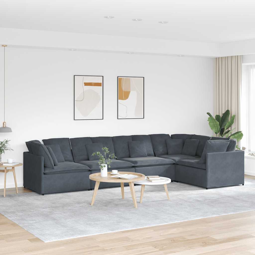 vidaXL Canapea modulară cu perne catifea gri închis vidaXL Canapea modulară cu perne catifea gri închis