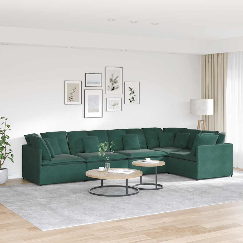 vidaXL Canapea modulară cu perne, verde închis, catifea vidaXL Canapea modulară cu perne, verde închis, catifea