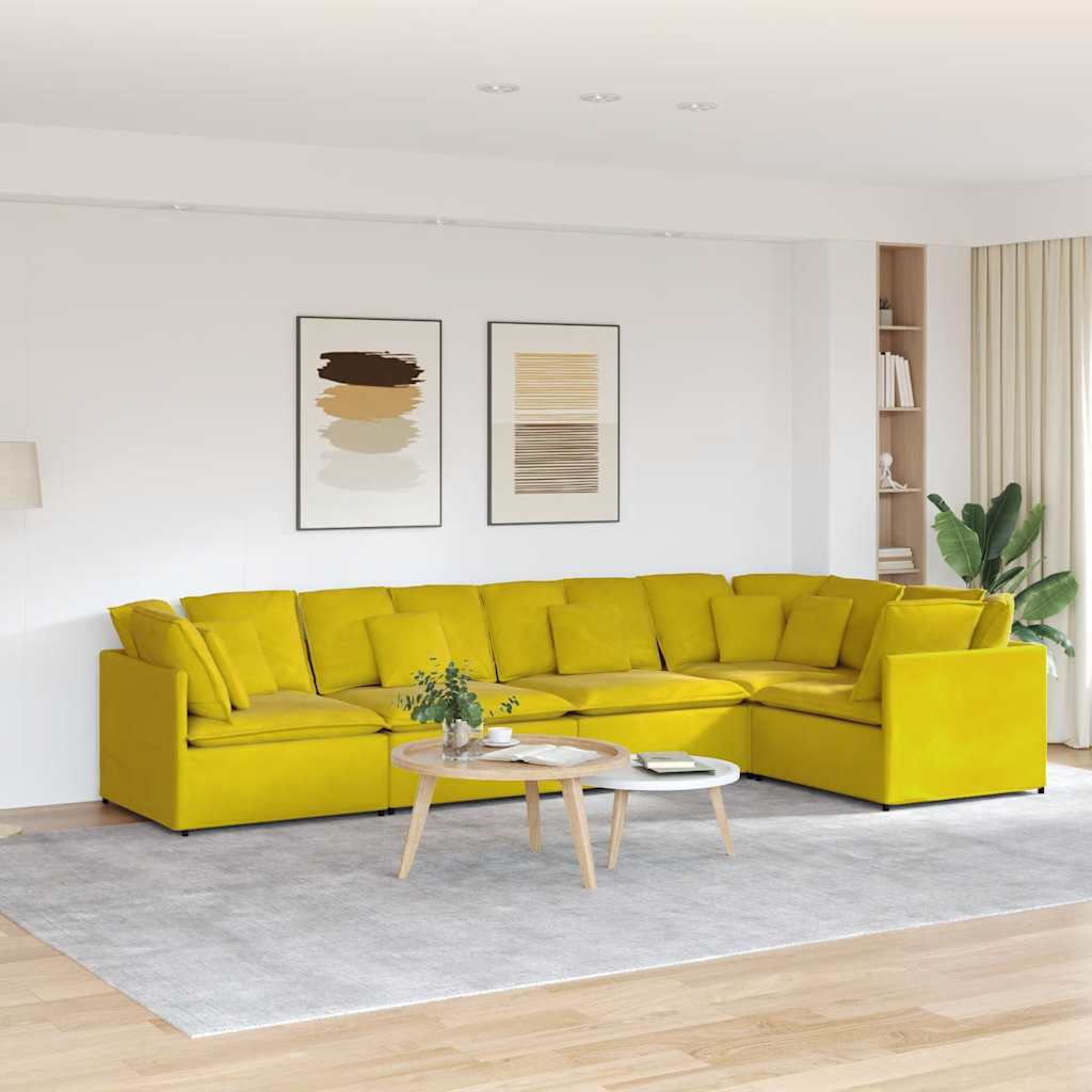 vidaXL Canapea modulară cu perne, galben, catifea vidaXL Canapea modulară cu perne, galben, catifea