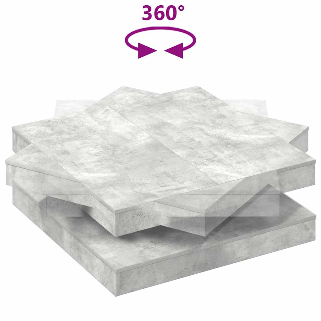 vidaXL Măsuță cafea rotativă 360 grade, gri beton 90x90x34,5 cm vidaXL Măsuță cafea rotativă 360 grade, gri beton 90x90x34,5 cm