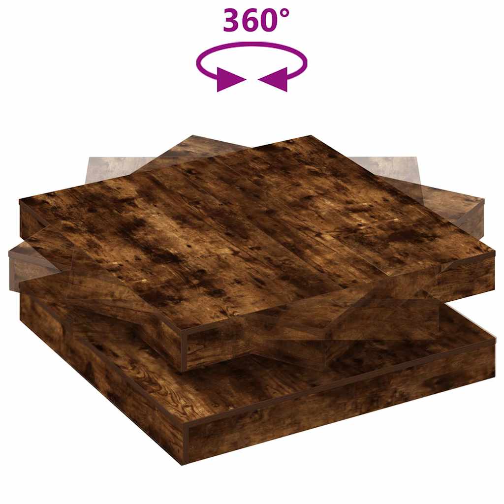 vidaXL Măsuță cafea rotativă 360 grade, stejar fumuriu 90x90x34,5 cm vidaXL Măsuță cafea rotativă 360 grade, stejar fumuriu 90x90x34,5 cm