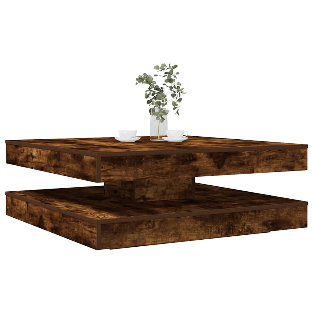vidaXL Măsuță cafea rotativă 360 grade, stejar fumuriu 90x90x34,5 cm vidaXL Măsuță cafea rotativă 360 grade, stejar fumuriu 90x90x34,5 cm