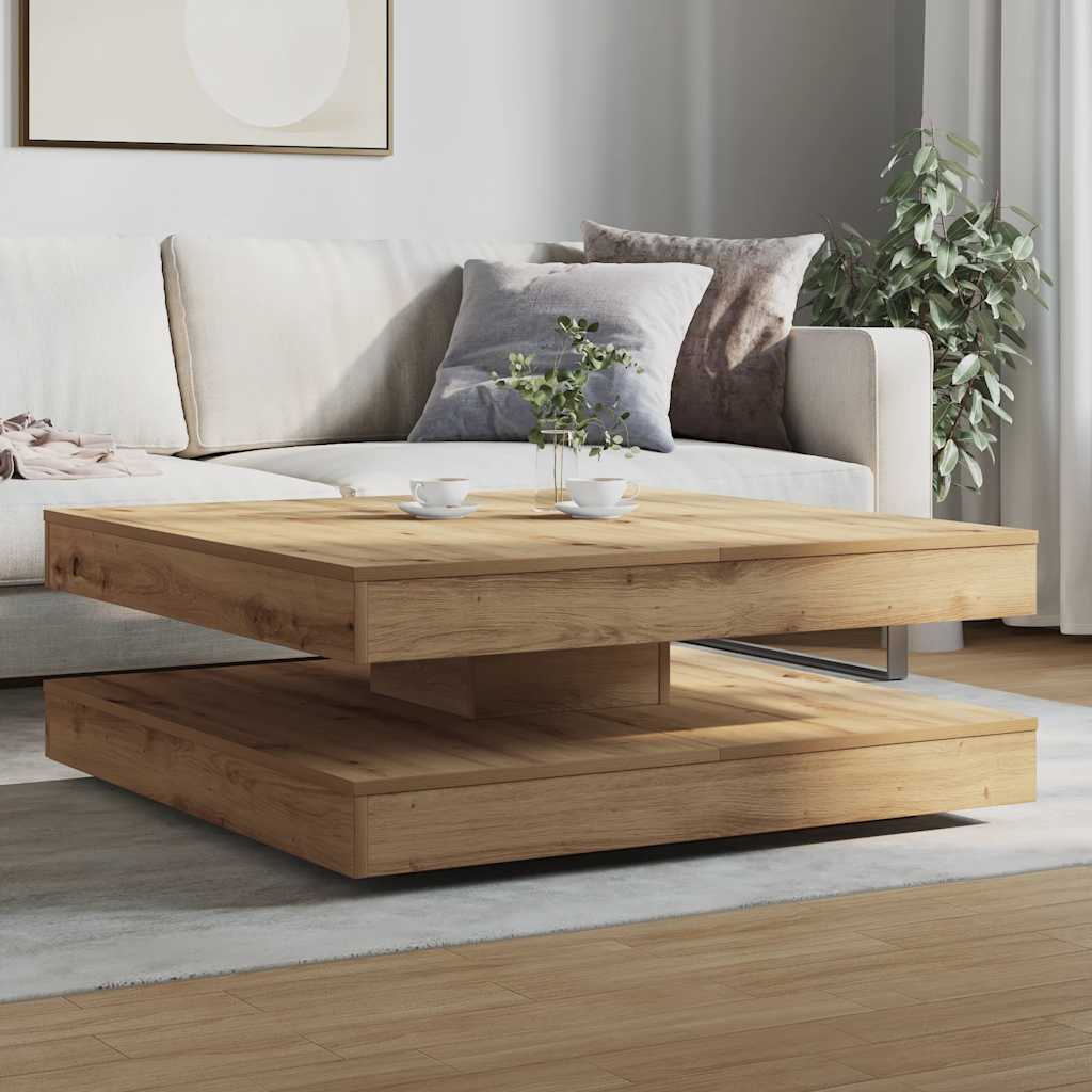 vidaXL Măsuță cafea rotativă 360 grade, stejar artizanal 90x90x34,5 cm vidaXL Măsuță cafea rotativă 360 grade, stejar artizanal 90x90x34,5 cm