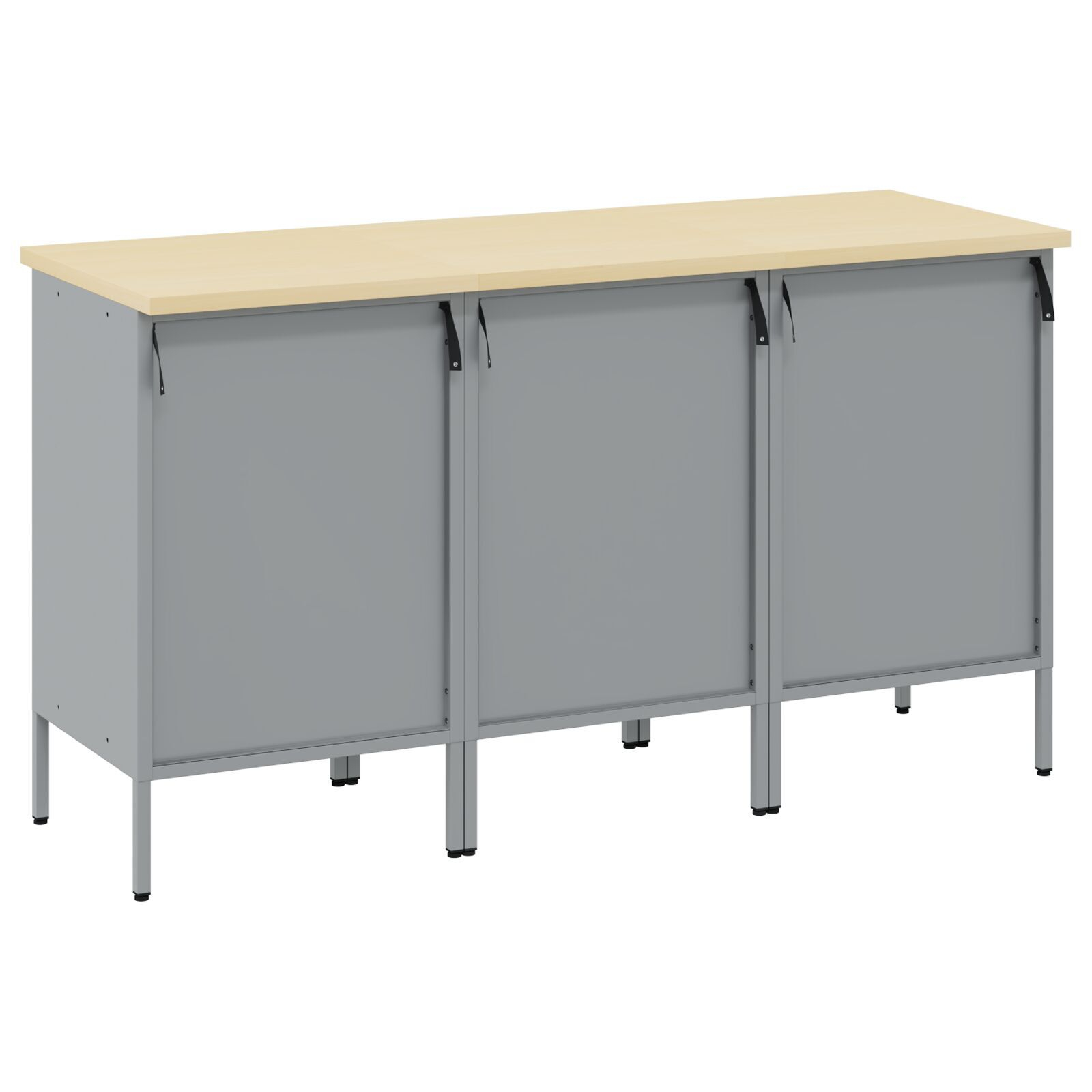 Set de dulap de lucru 3 piese vidaXL Negru și Gri din lemn ingineresc și oțel Set de dulap de lucru 3 piese vidaXL Negru și Gri din lemn ingineresc și oțel