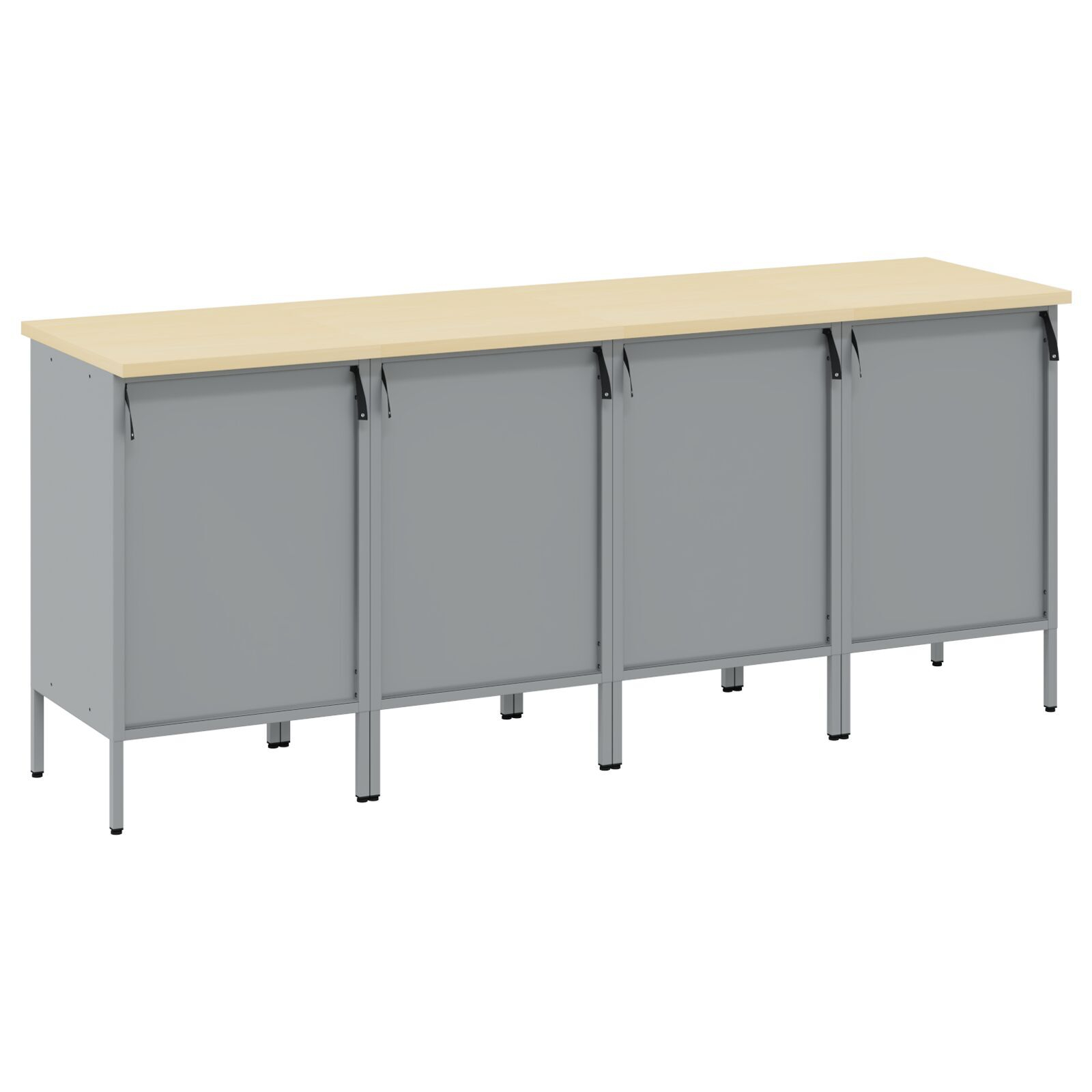 Set de dulapuri de lucru de 4 piese vidaXL, Negru și Gri, din lemn aglomerat și oțel Set de dulapuri de lucru de 4 piese vidaXL, Negru și Gri, din lemn aglomerat și oțel