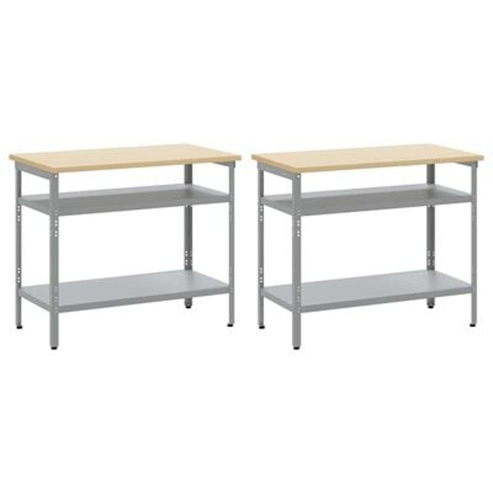 vidaXL Set banc de lucru, 2 piese, gri, oțel vidaXL Set banc de lucru, 2 piese, gri, oțel