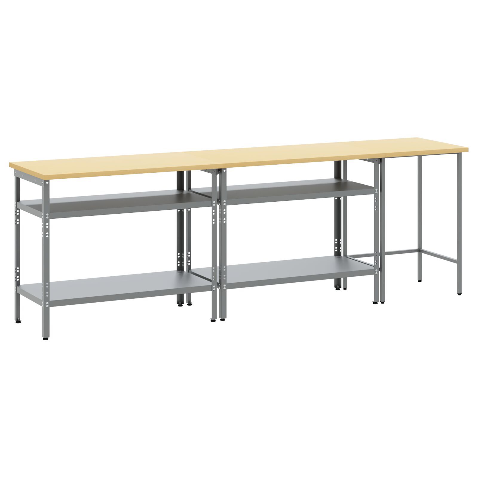 Set banc de lucru 3 piese vidaXL Gri Oțel Set banc de lucru 3 piese vidaXL Gri Oțel