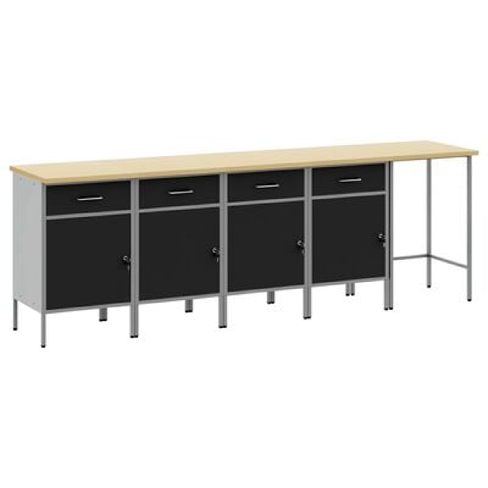 vidaXL Set dulap de lucru/masă de colț, 5 piese, negru, lemn prelucrat