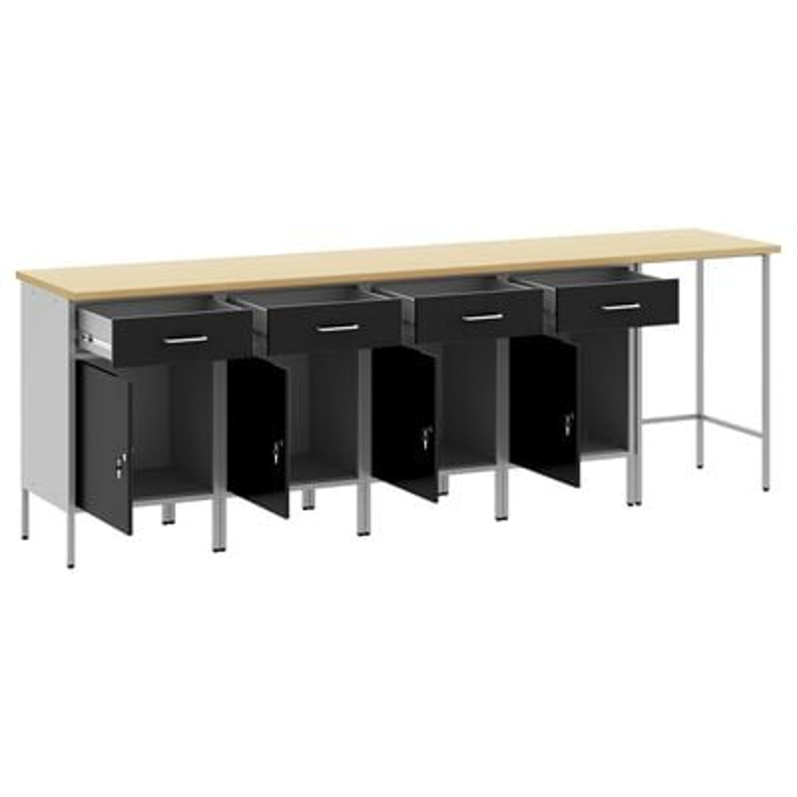 vidaXL Set dulap de lucru/masă de colț, 5 piese, negru, lemn prelucrat