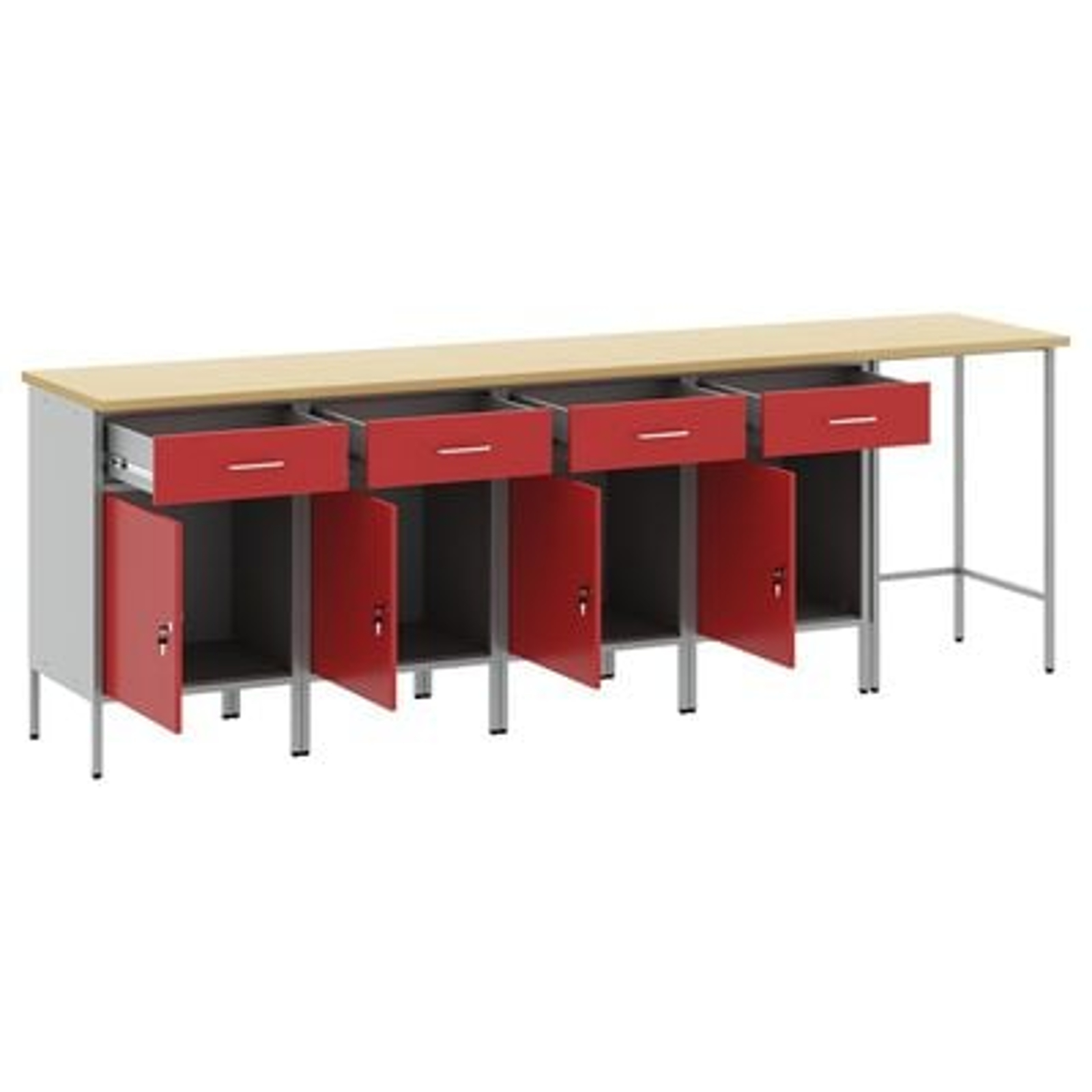 vidaXL Set dulap de lucru/masă de colț, 5 piese, roșu, lemn prelucrat