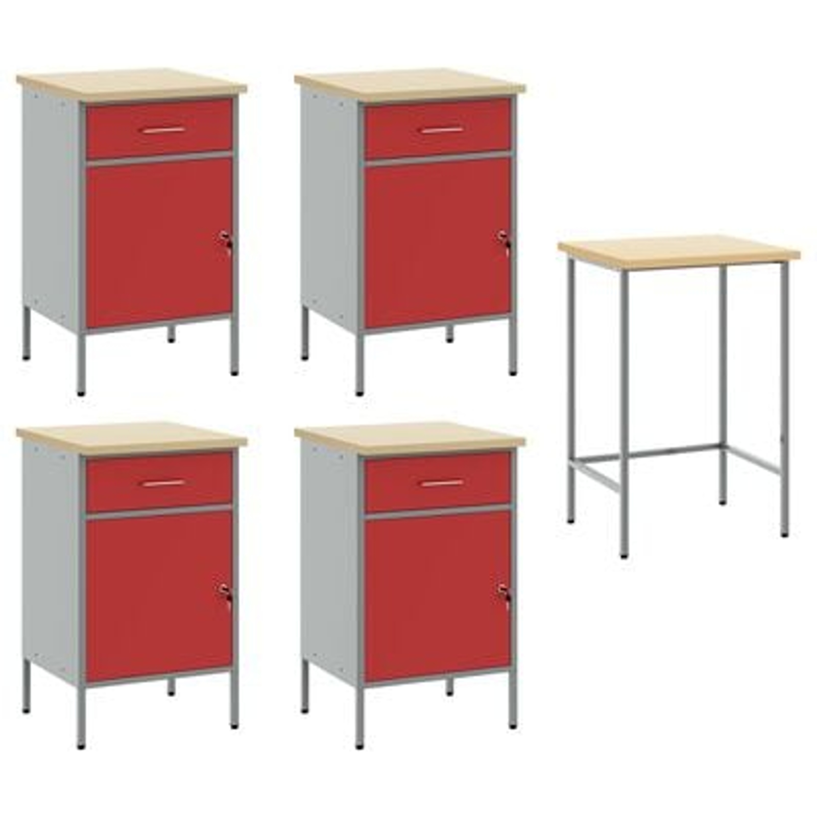 vidaXL Set dulap de lucru/masă de colț, 5 piese, roșu, lemn prelucrat