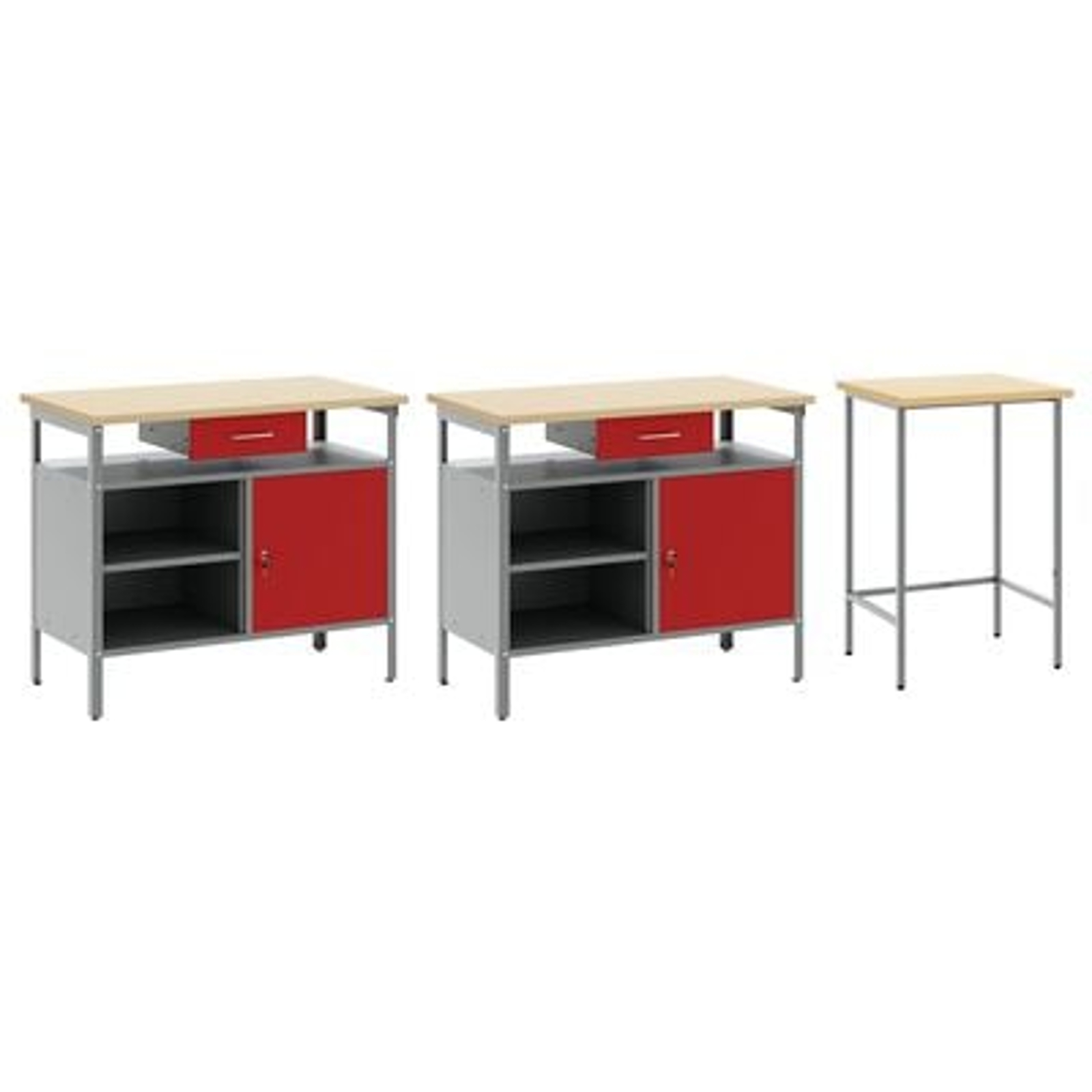 vidaXL Set banc de lucru, 3 piese, negru, oțel vidaXL Set banc de lucru, 3 piese, negru, oțel