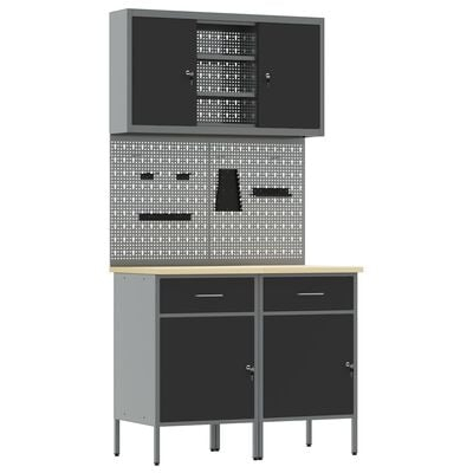 vidaXL Set Banc de Lucru de 8 Piese Gri din Oțel