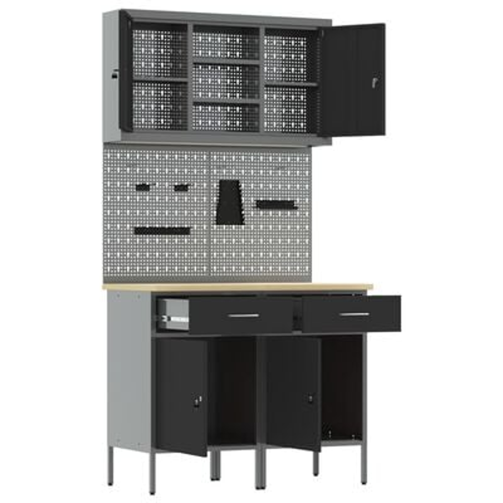 vidaXL Set Banc de Lucru de 8 Piese Gri din Oțel
