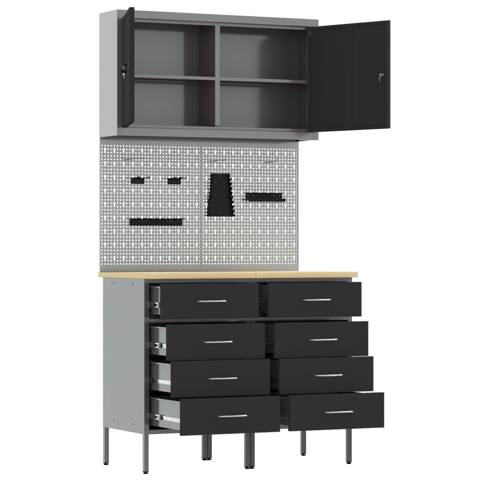 vidaXL Set Banc de lucru 5 Piese Oțel Negru vidaXL Set Banc de lucru 5 Piese Oțel Negru