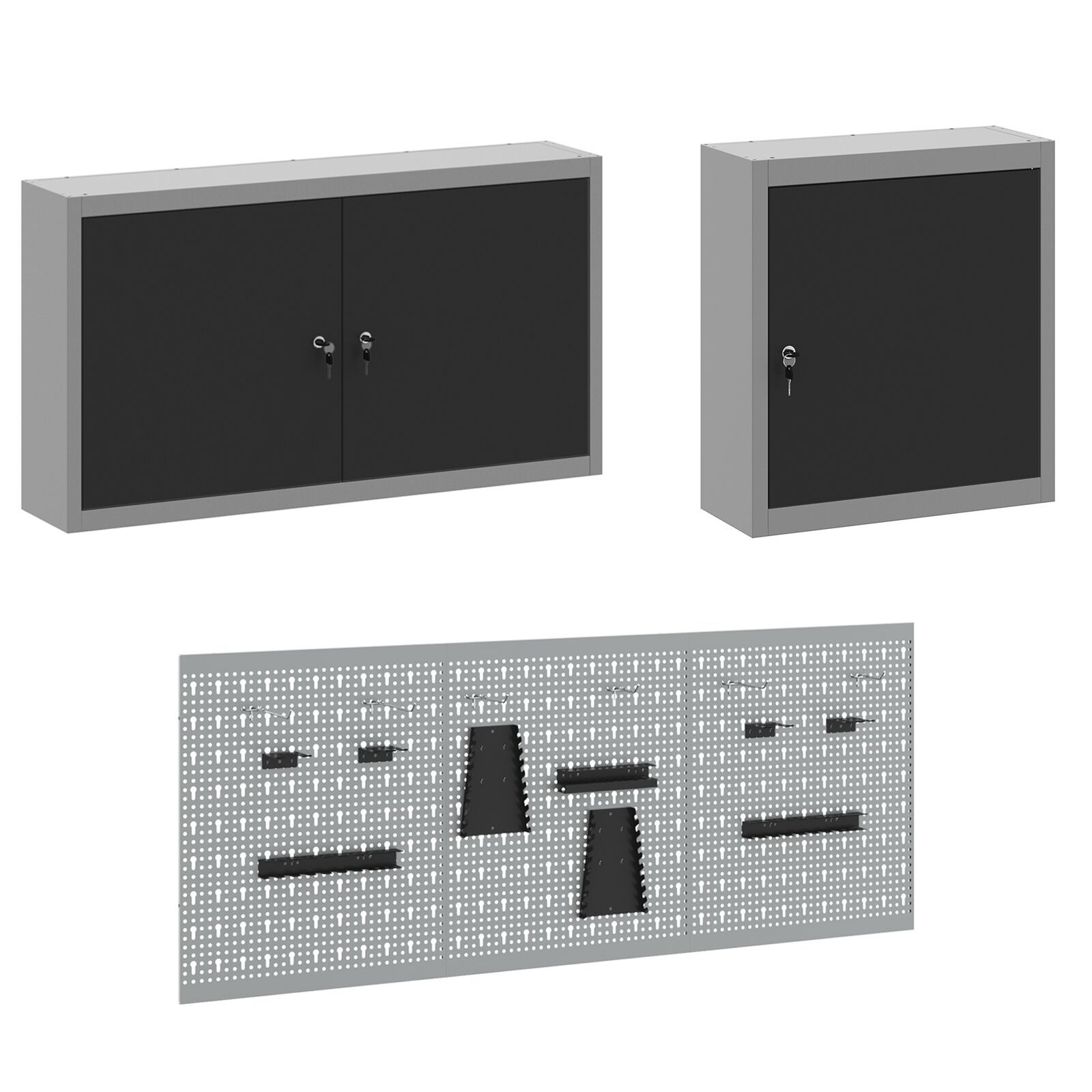 vidaXL Set banc de lucru, 8 piese, negru, oțel vidaXL Set banc de lucru, 8 piese, negru, oțel