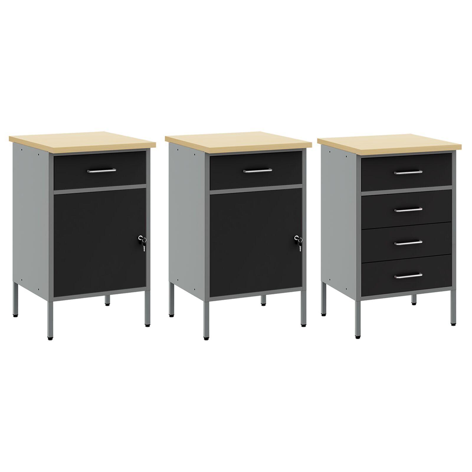 vidaXL Set banc de lucru, 7 piese, negru, oțel