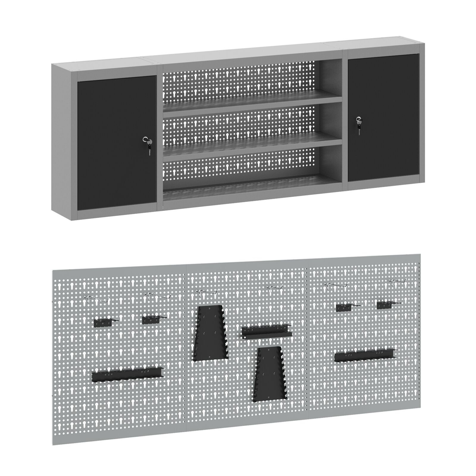 vidaXL Set banc de lucru, 7 piese, negru, oțel