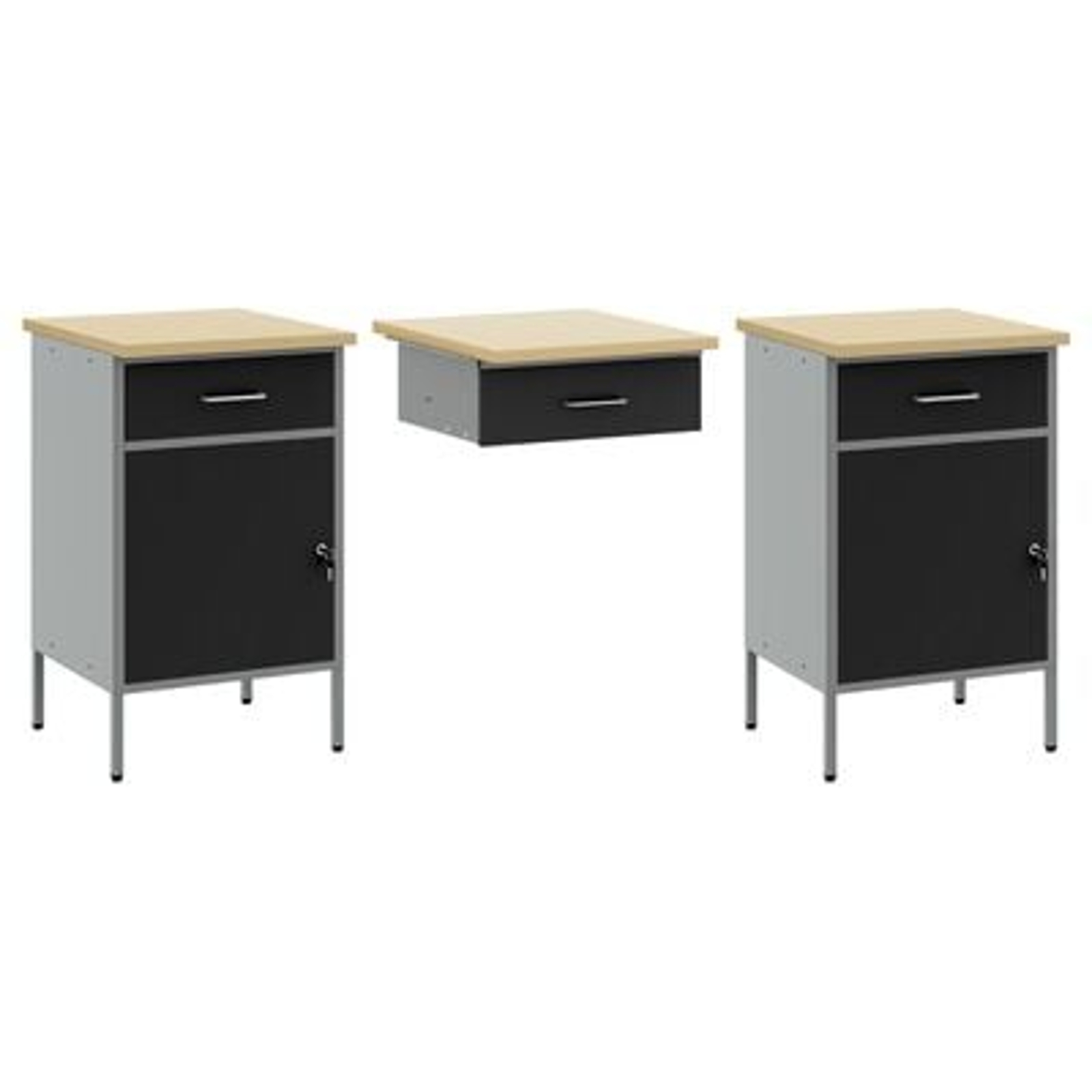 vidaXL Set banc de lucru, 10 piese, negru, oțel