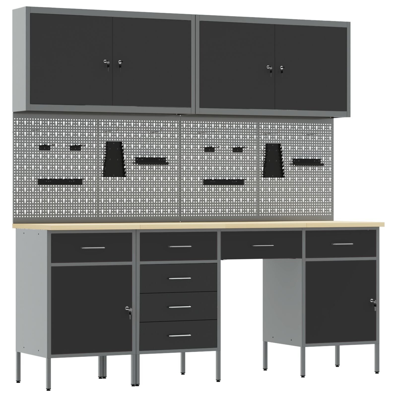 vidaXL Set banc de lucru, 10 piese, negru, oțel vidaXL Set banc de lucru, 10 piese, negru, oțel