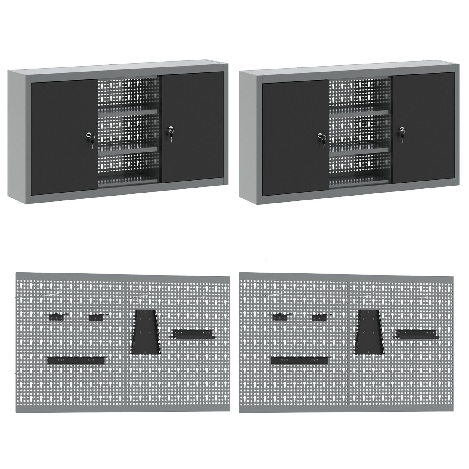vidaXL Set banc de lucru, 10 piese, negru, oțel