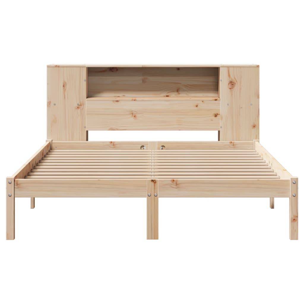 vidaXL Pat cu bibliotecă fără saltea, 120x190 cm, lemn masiv de pin vidaXL Pat cu bibliotecă fără saltea, 120x190 cm, lemn masiv de pin