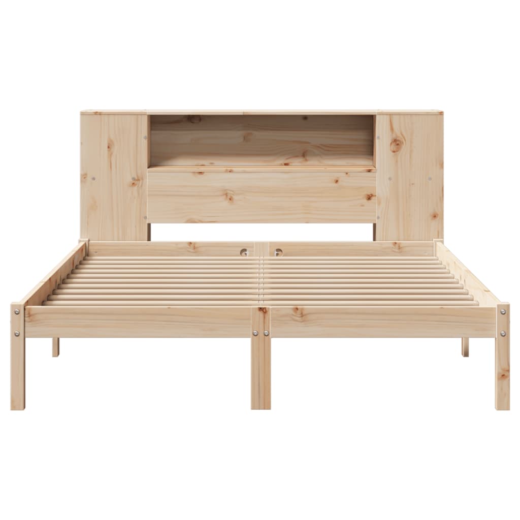 vidaXL Pat cu bibliotecă fără saltea, 135x190 cm, lemn masiv de pin vidaXL Pat cu bibliotecă fără saltea, 135x190 cm, lemn masiv de pin