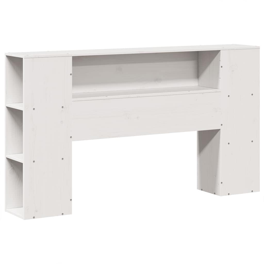 vidaXL Pat cu bibliotecă fără saltea, alb, 140x200 cm, lemn masiv pin vidaXL Pat cu bibliotecă fără saltea, alb, 140x200 cm, lemn masiv pin