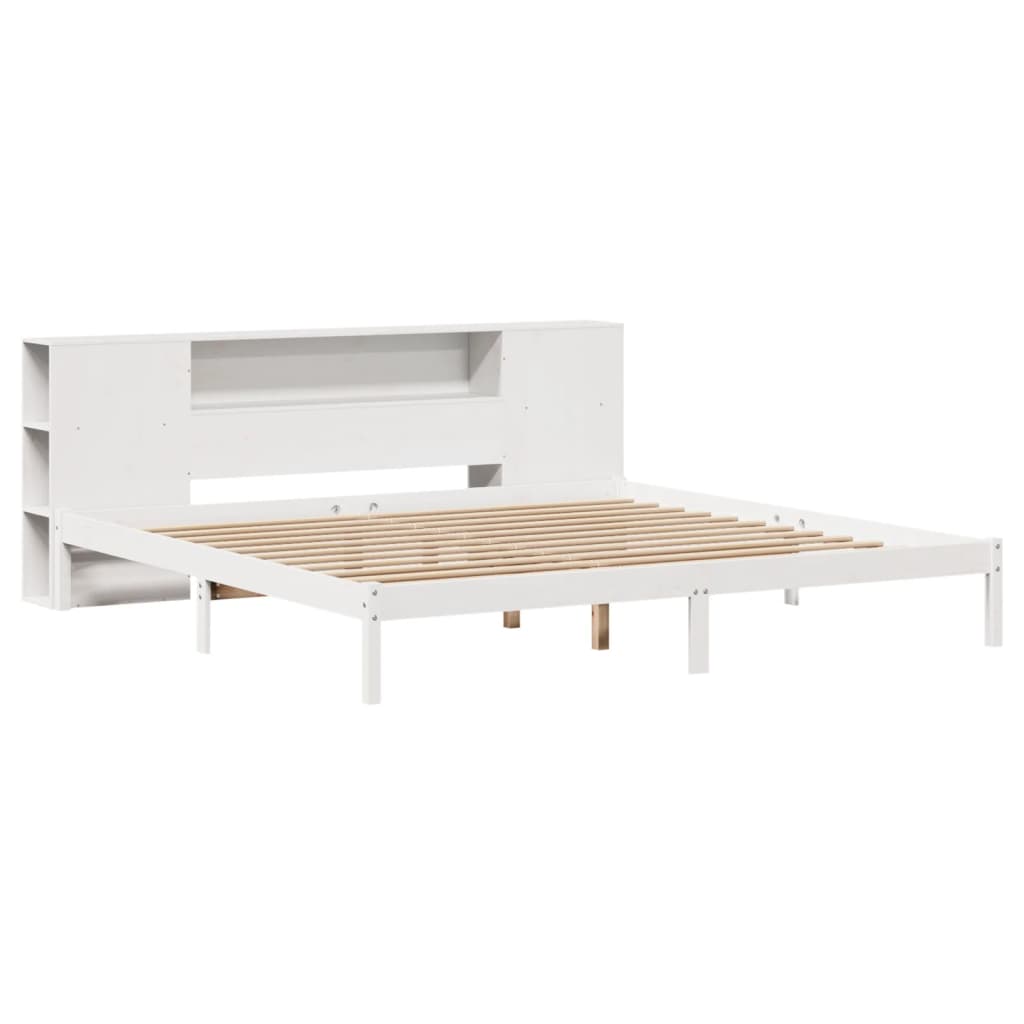vidaXL Pat cu bibliotecă fără saltea, 180x200 cm, lemn masiv de pin