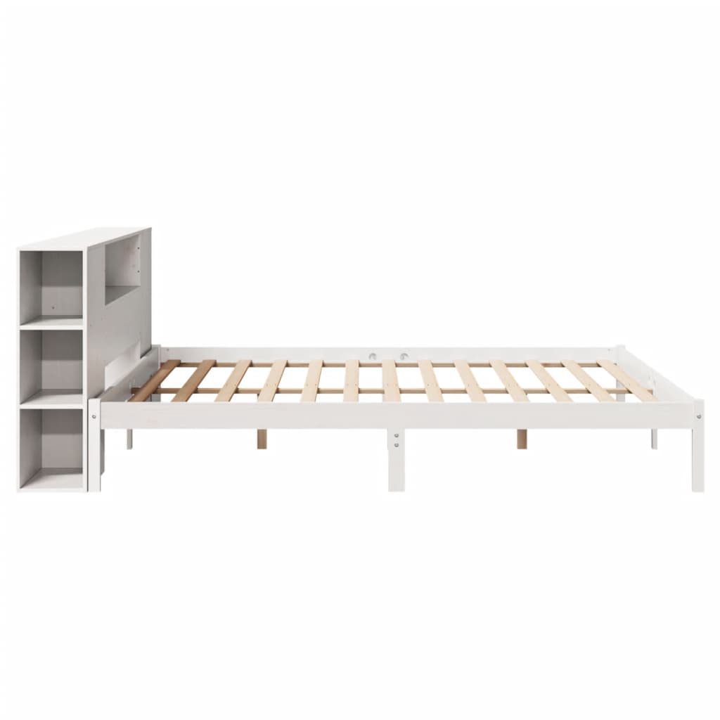vidaXL Pat cu bibliotecă fără saltea, 180x200 cm, lemn masiv de pin
