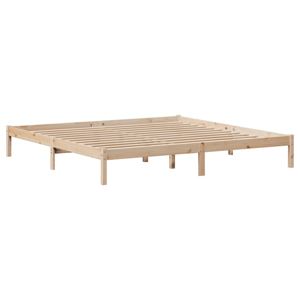 vidaXL Pat cu bibliotecă fără saltea, 200x200 cm, lemn masiv de pin