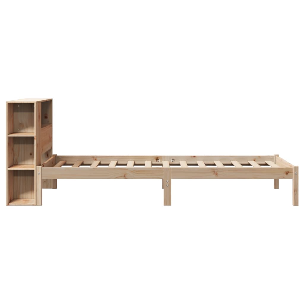 vidaXL Pat cu bibliotecă fără saltea, 90x190 cm, lemn masiv de pin vidaXL Pat cu bibliotecă fără saltea, 90x190 cm, lemn masiv de pin