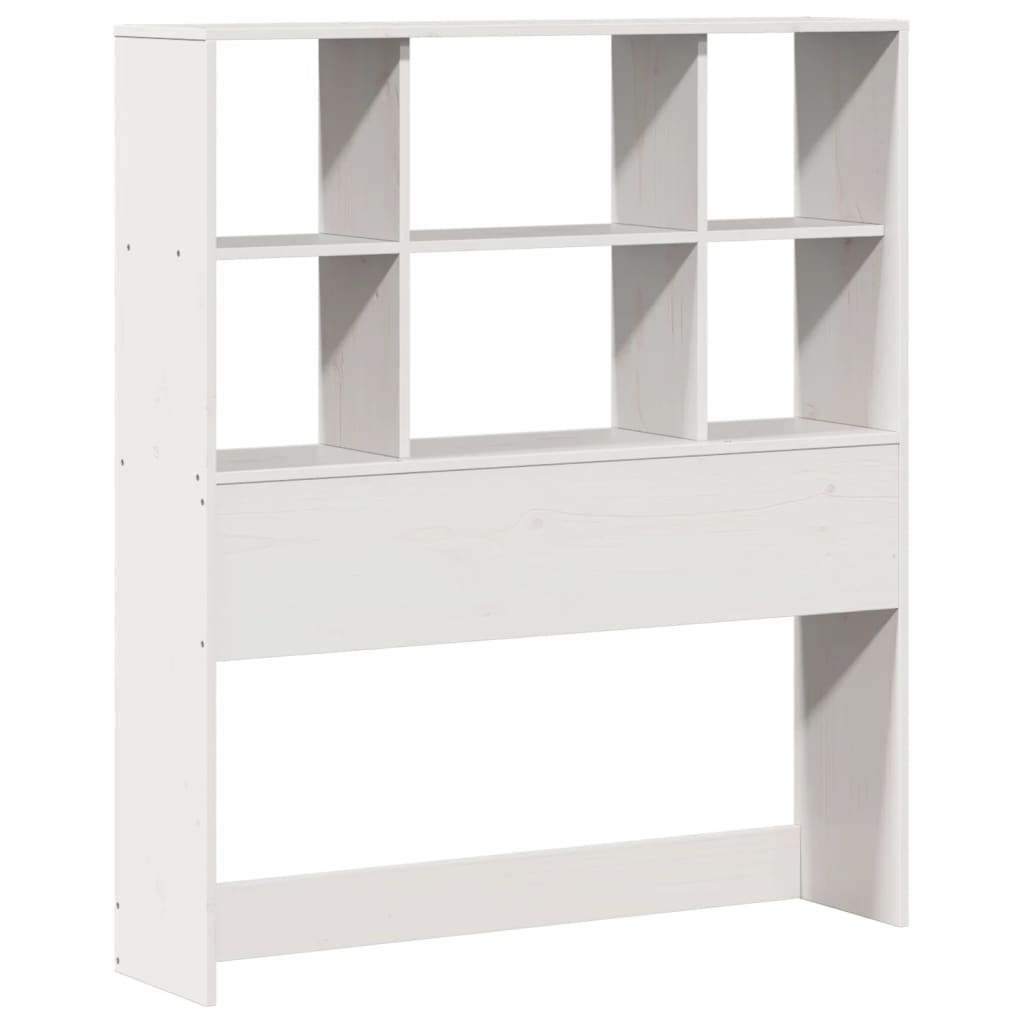 vidaXL Pat cu bibliotecă fără saltea, alb, 90x200 cm, lemn masiv pin vidaXL Pat cu bibliotecă fără saltea, alb, 90x200 cm, lemn masiv pin