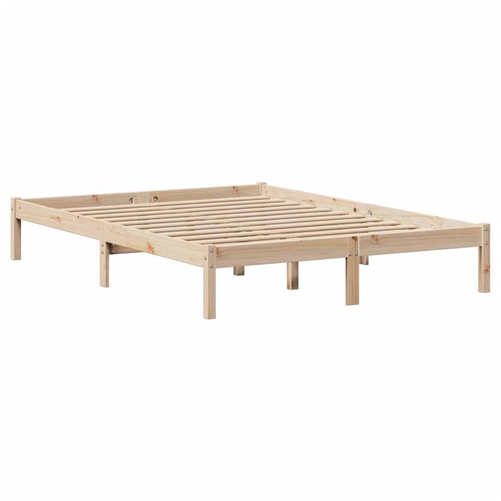 vidaXL Pat cu bibliotecă fără saltea, 140x200 cm, lemn masiv de pin